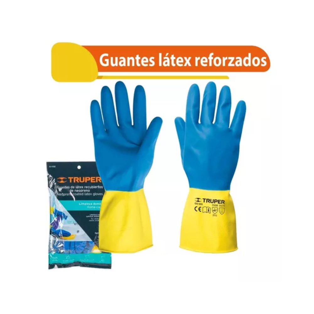 Guantes de latex reforzados para limpieza medianos