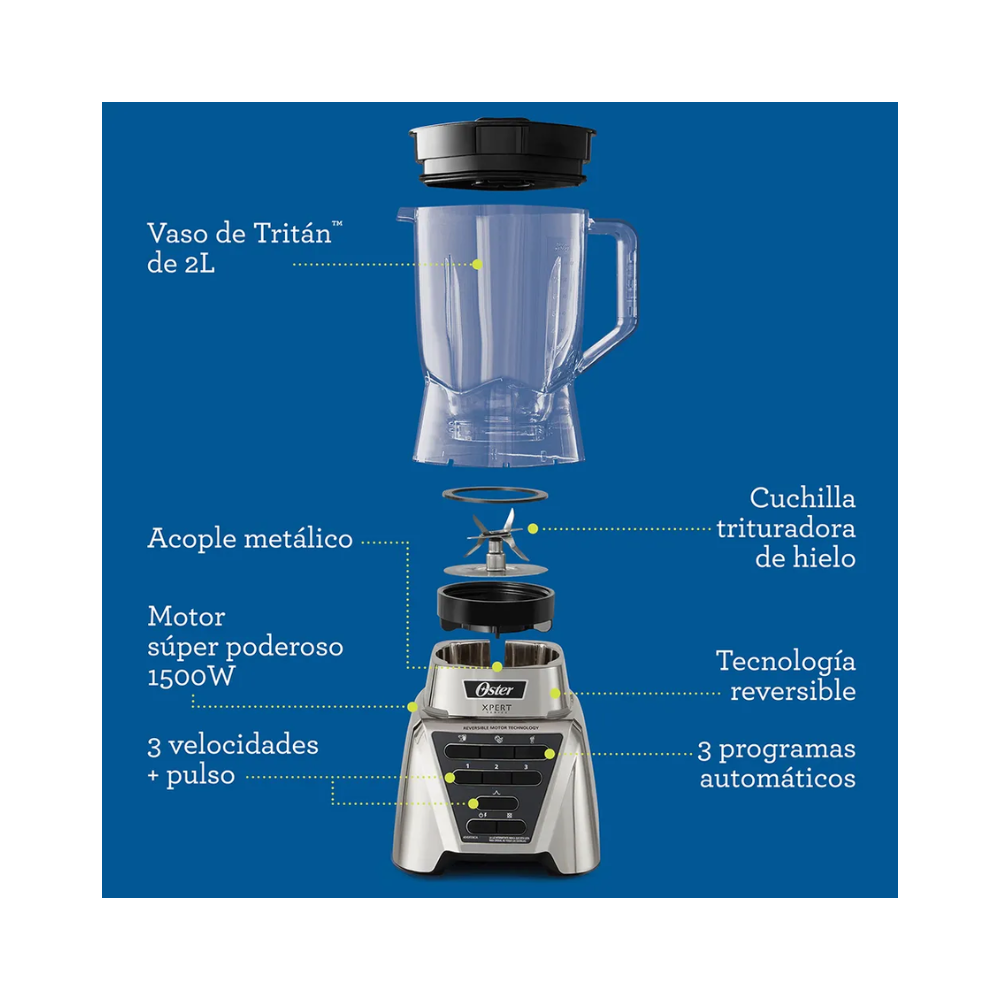 Copia de Licuadora Oster Xpert Series Con Vaso Tritán, Plata
