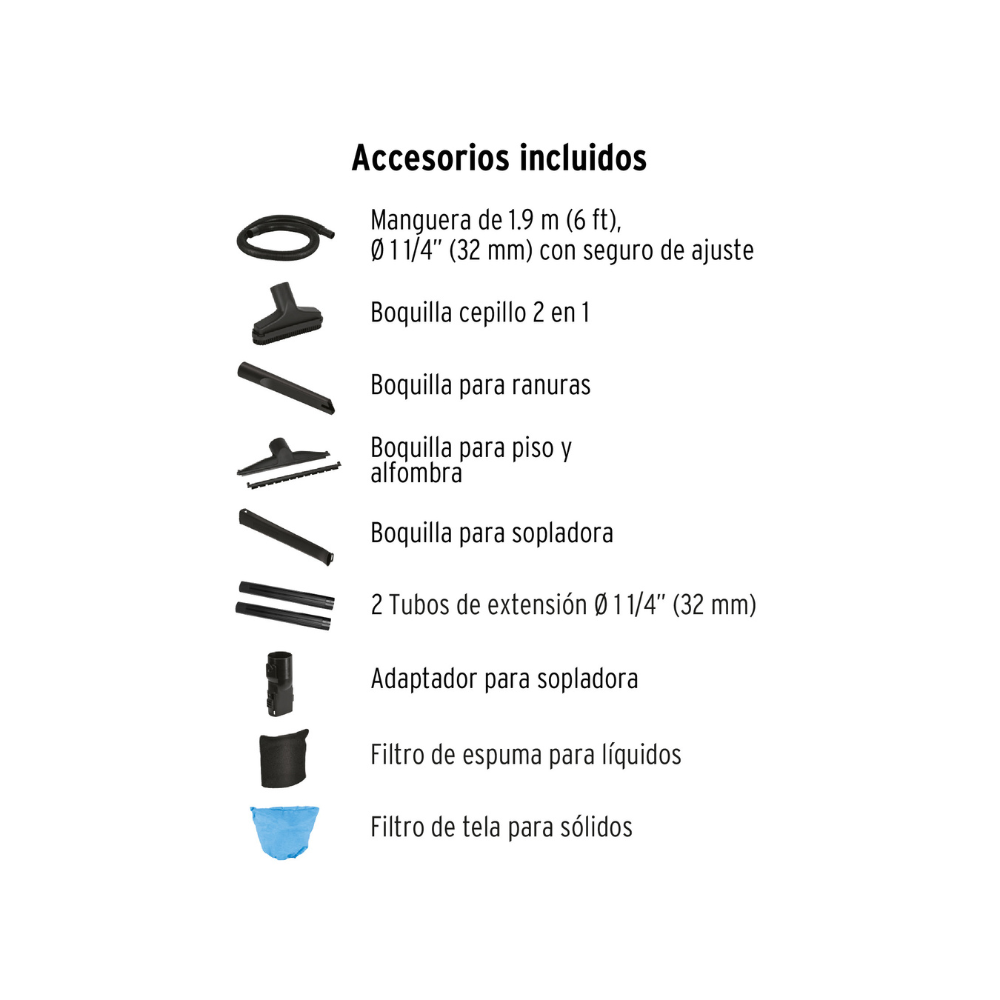 Aspiradora/sopladora de solidos y liquidos 5 gal, plastica