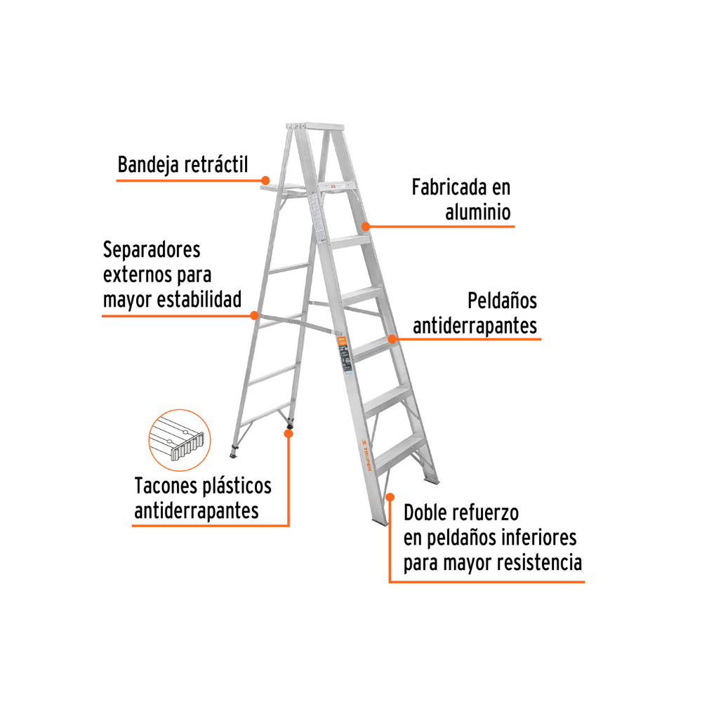 Escalera aluminio 6 escalones tipo ll