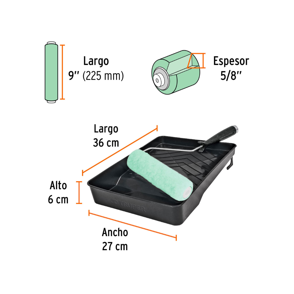 Kit de rodillo para pintar 9 IN 3 piezas