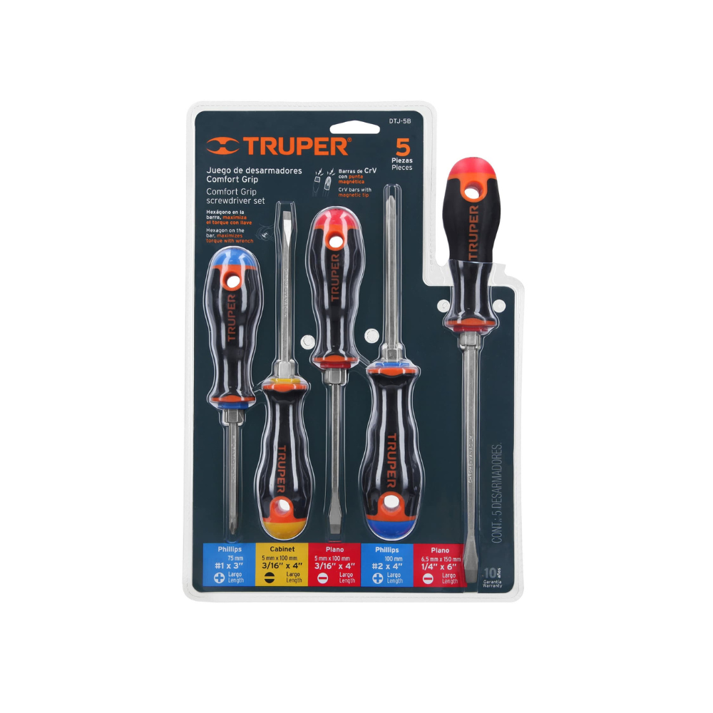 Juego de 5 desarmadores mangos Comfort Grip