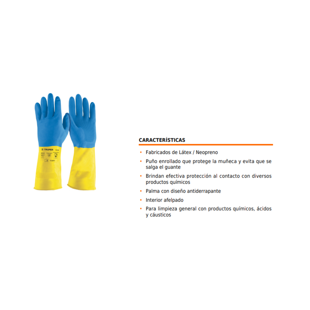Guantes de latex reforzados para limpieza, grandes