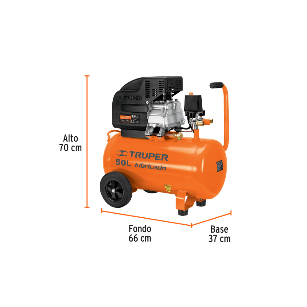 KIT COMPRESOR 50 L 3.1 2 HP MANGUERA DE PVC Y PISTOLA