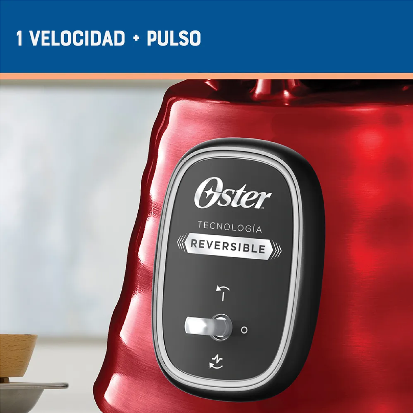 Licuadora Clásica Oster Vaso Vidrio, Motor Reversible, Rojo
