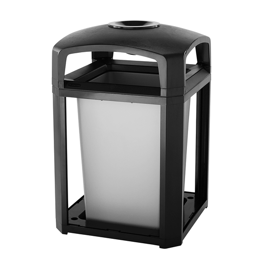 CONTENEDOR LANDMARK SERIES® ARMAZÓN CON TAPA DE DOMO CON CENICERO Y FORRO INTERNO RÍGIDO, 35 GAL