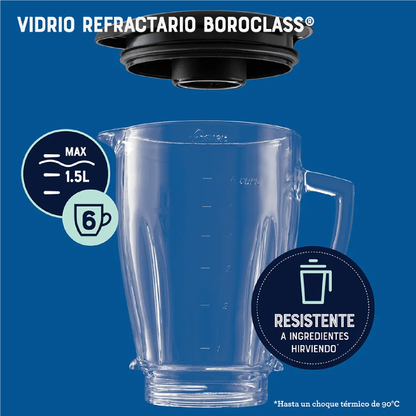 Licuadora Oster Programas Automáticos Vaso Vidrio, Negro