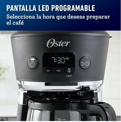 Cafetera Oster Con Sistema De Colores, 12 Tazas, Negro