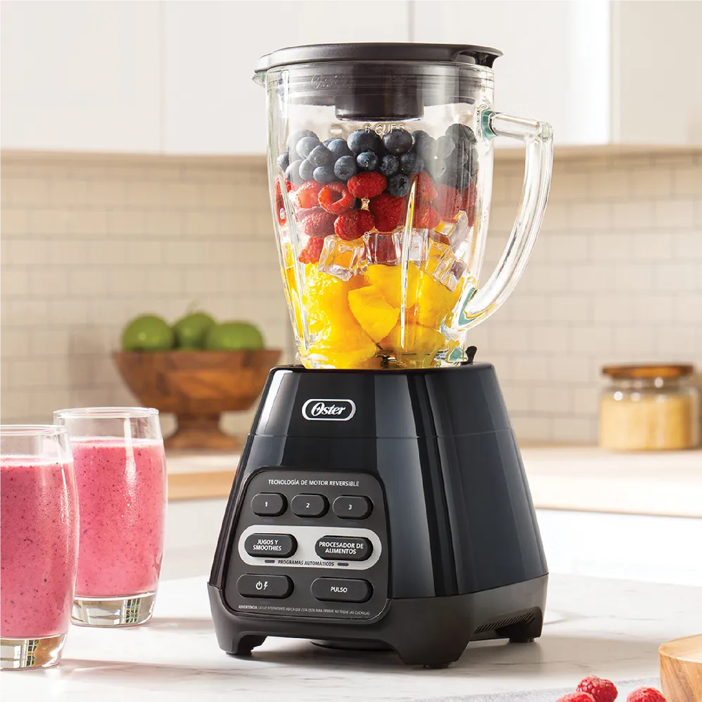 Licuadora Oster Programas Automáticos Vaso Vidrio, Negro