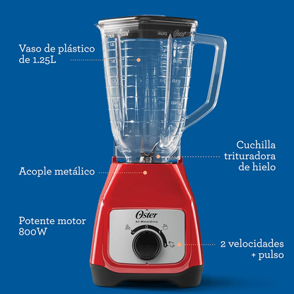 Licuadora Kaliman Oster Vaso Plástico, Rotary, Rojo