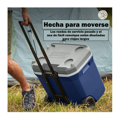 Hielera Coleman 316, 65 QT 5861, Azul Con Gris y Blanco