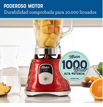 Licuadora Clásica Oster Vaso Vidrio, Interruptor Palanca, Rojo
