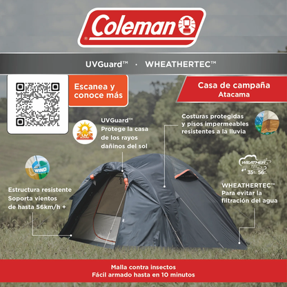 Casa De Campaña Coleman Atacama 4 Personas, Negro