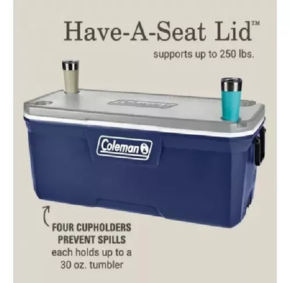 Hielera 150 QT Coleman 5873, Azul Con Gris Y Blanco
