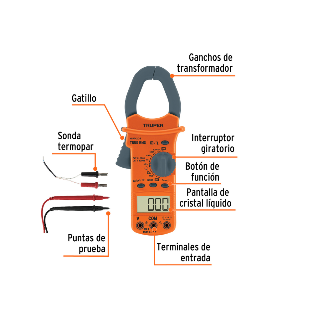 Multimetro para mantenimiento industrial con gancho