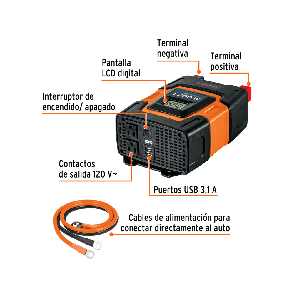 Inversor de corriente 1200 W