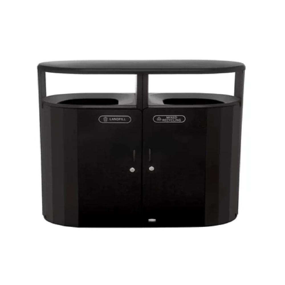 CONTENEDOR DOBLE FLUJO RESIST® PARA BASURA Y RECICLAJE, 46 GAL