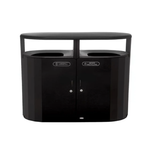 CONTENEDOR DOBLE FLUJO RESIST® PARA BASURA Y RECICLAJE, 46 GAL