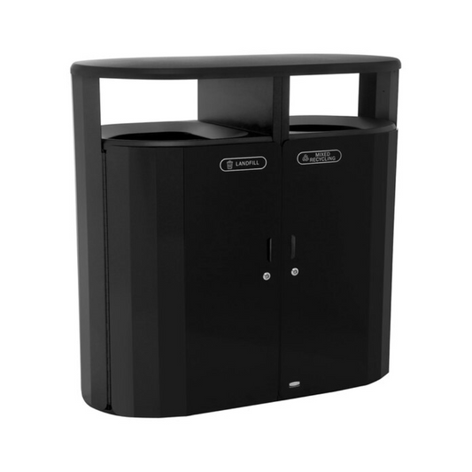 CONTENEDOR DOBLE FLUJO RESIST® PARA BASURA Y RECICLAJE, 66 GAL