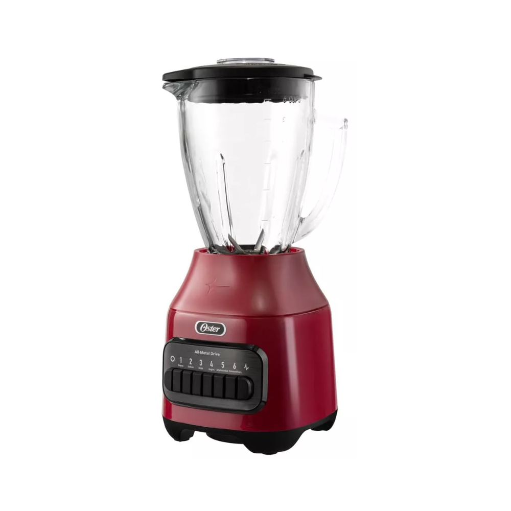 Licuadora Oster Vaso Vidrio, 6 Velocidades, Más Pulso, Rojo