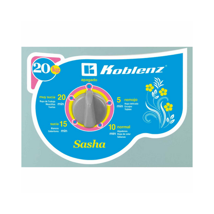 Lavadora Redonda Sasha Lrk-2000 Koblenz®, 20.0 Kg, De Polea