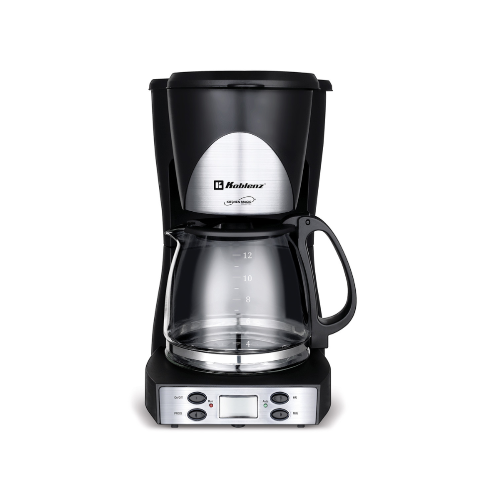Cafetera Programable Koblenz® 12 Tazas, Filtro Lavable Negro