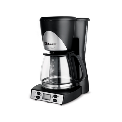 Cafetera Programable Koblenz® 12 Tazas, Filtro Lavable Negro