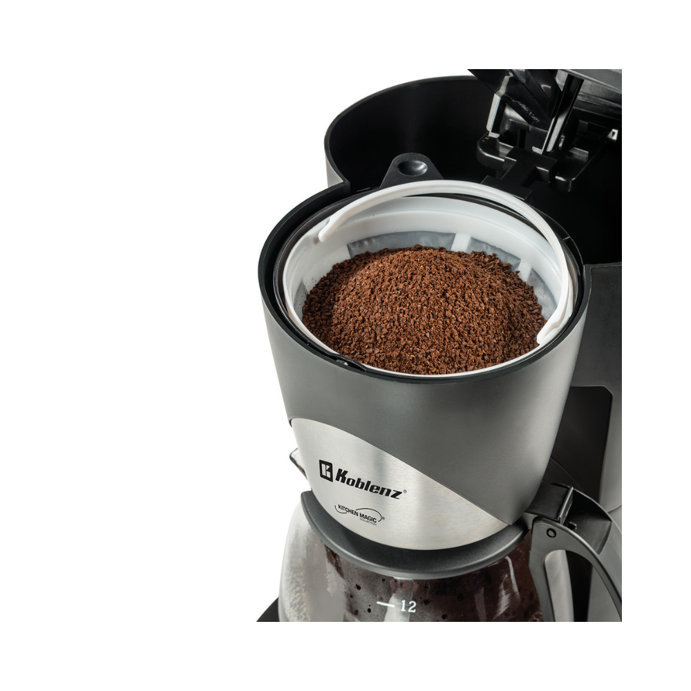 Cafetera Programable Koblenz® 12 Tazas, Filtro Lavable Negro