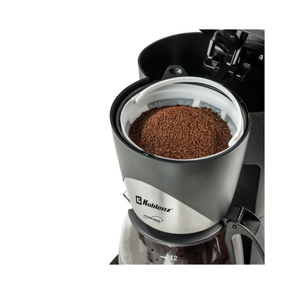 Cafetera Programable Koblenz® 12 Tazas, Filtro Lavable Negro