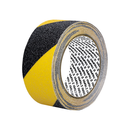 Cinta antiderrapante amarilla c negra con abrasivo 50mm x 5m
