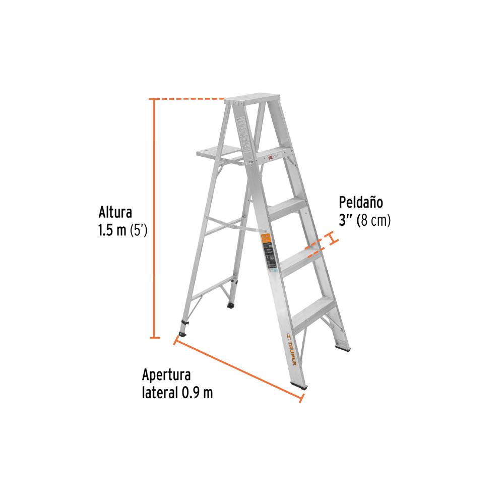 Escalera aluminio tipo ll 4 escalones