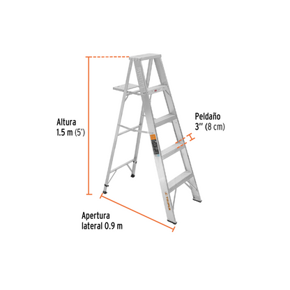 Escalera aluminio tipo ll 4 escalones