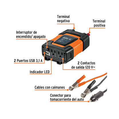 Inversor de corriente 200 W