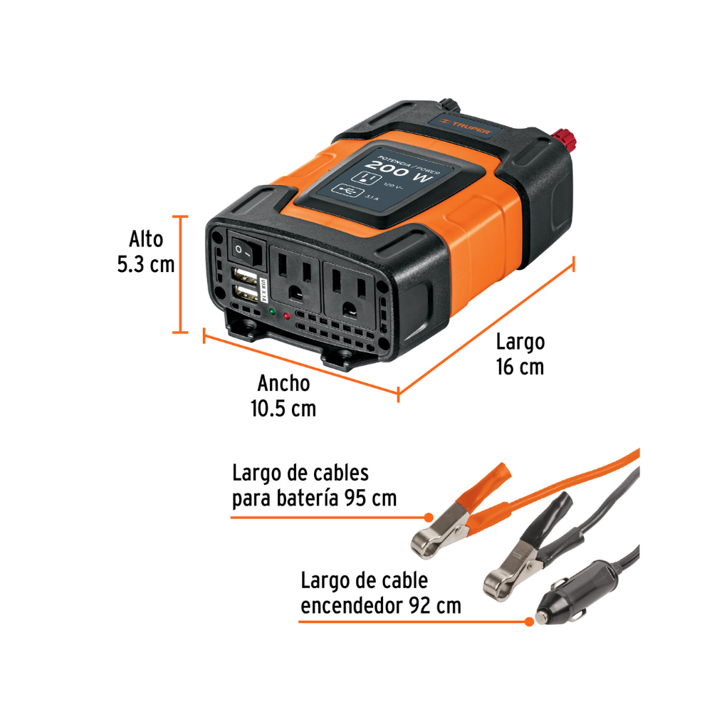 Inversor de corriente 200 W