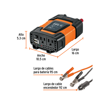 Inversor de corriente 200 W