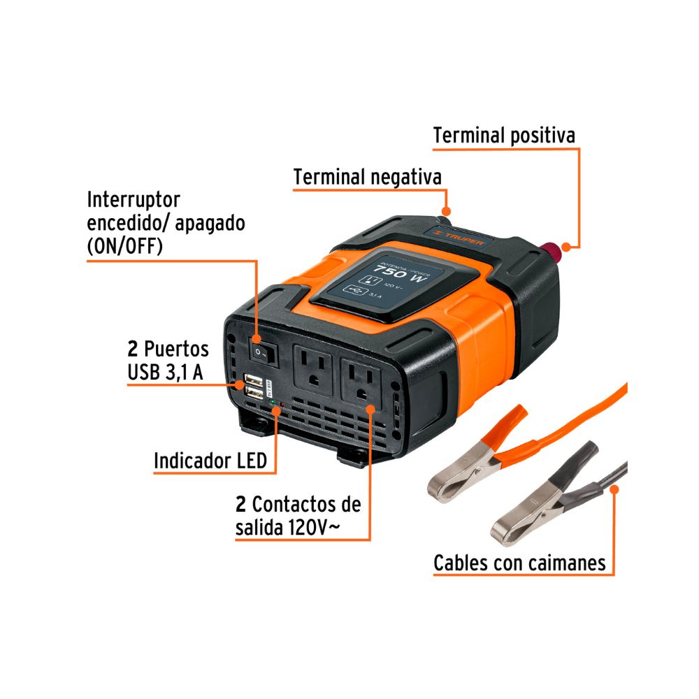 Inversor de corriente 750 W