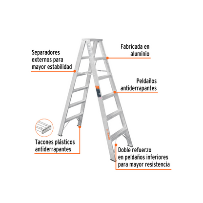 Escalera doble tipo ll 5 escalones