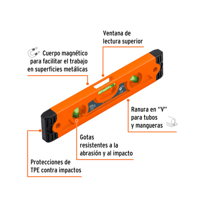 Nivel torpedo magnetico 9IN plastico