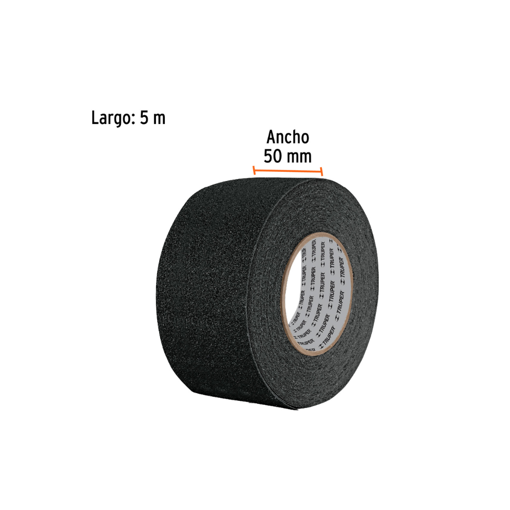 Cinta antiderrapante con abrasivo rollo 50 mm negra