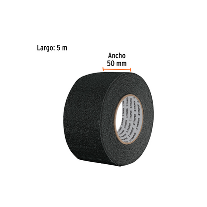 Cinta antiderrapante con abrasivo rollo 50 mm negra