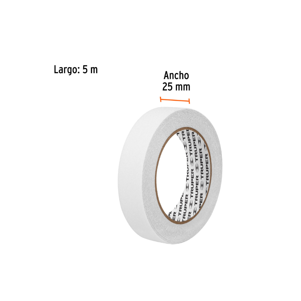 Cinta antiderrapante con abrasivo rollo 25 mm blanca