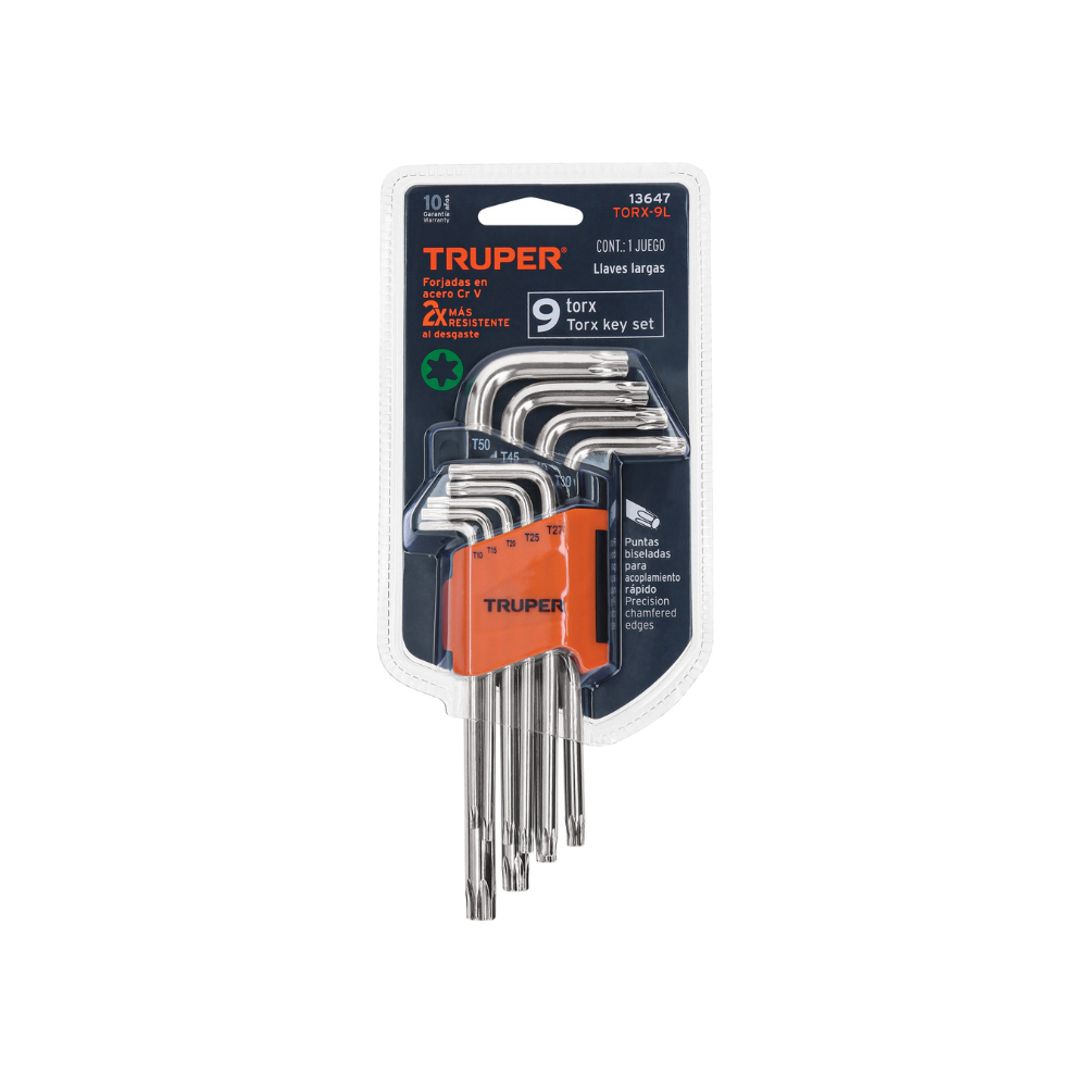 Juego de 9 llaves allen tipo torx largas