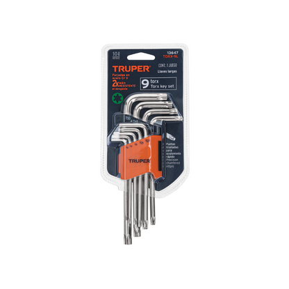 Juego de 9 llaves allen tipo torx largas