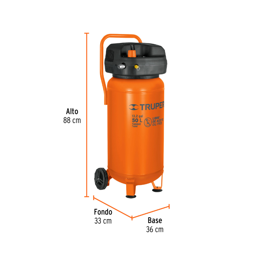 COMPRESOR DE AIRE LIBRE DE ACEITE 50 L 3 HP
