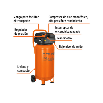 COMPRESOR DE AIRE LIBRE DE ACEITE 50 L 3 HP
