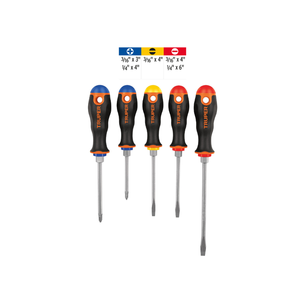 Juego de 5 desarmadores mangos Comfort Grip