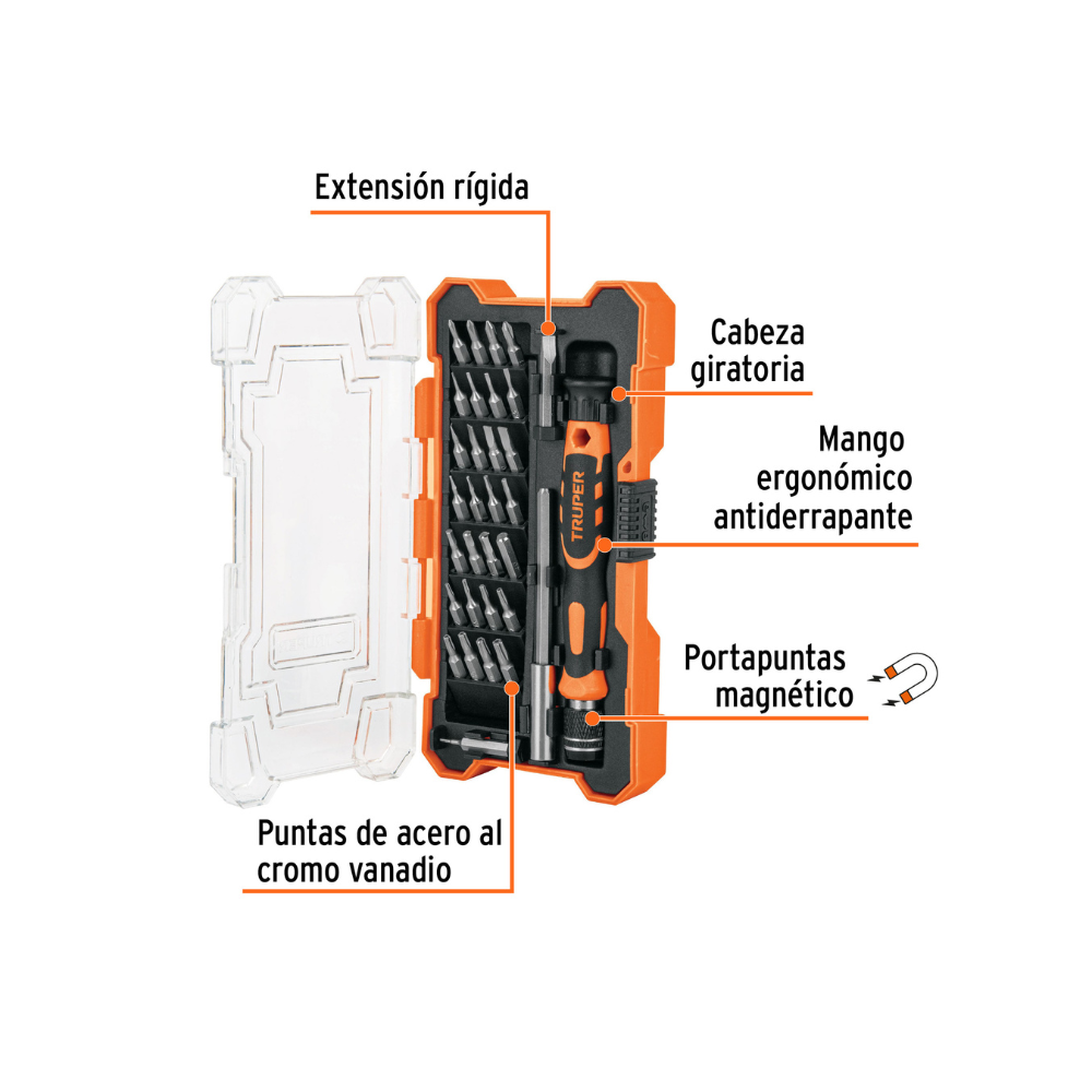 Juego desarmadores de precision punta intercambiable 32pzas
