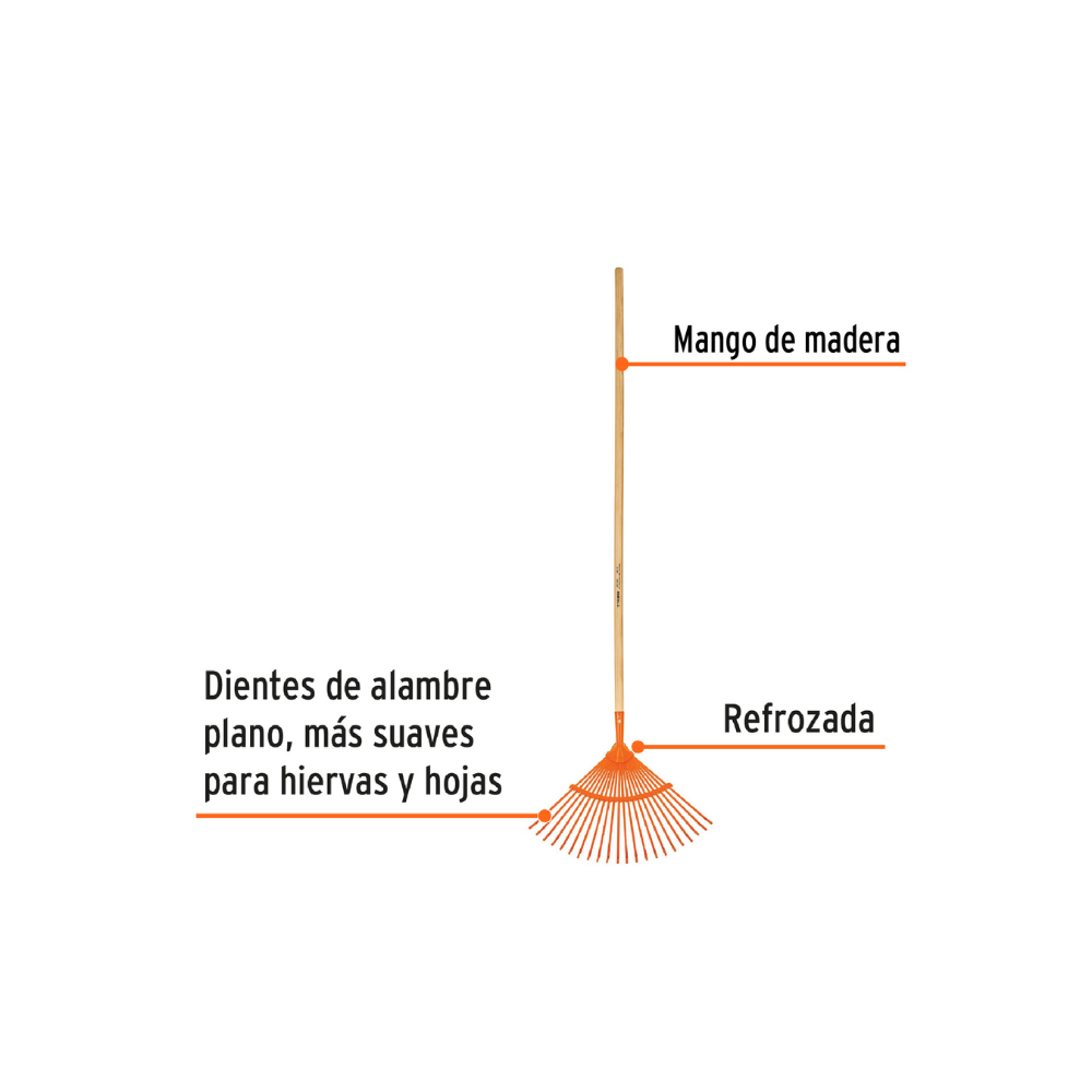 Escoba metalica con 22 dientes cabeza curva reforzada