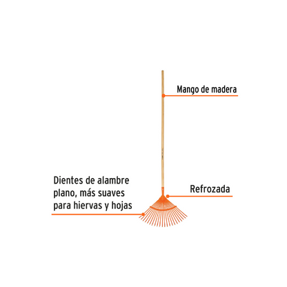 Escoba metalica con 22 dientes cabeza curva reforzada
