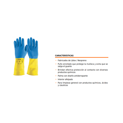 Guantes de latex reforzados para limpieza, grandes